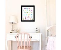 Funlife Saudi-arabien Muslim Buntes Buchstabe Alphabet Kinder Früh Lernen Spruch Schriften Leinen Kunstdruck malerei Poster - Multi, no frame 30x40cm