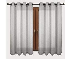 VOILYBIRD Vorhänge aus Leinen, Halbtransparent, für Wohnzimmer, 2 Stück 54W x 63L (Grommet) grau
