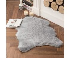 MIULEE Super weicher Flauschiger Teppich Kunstfell-Teppich Dekorativer Plüsch Zottelteppich für Nachttisch, Sofa, Boden, Kinderzimmer 2 x 3 ft Sheepskin grau