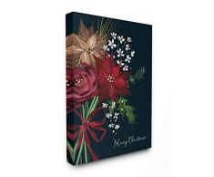 Stupell Industries Wandschild Merry Christmas, Blumenstrauß Gemälde, über Leinwand gespannt 16x20 merhfarbig