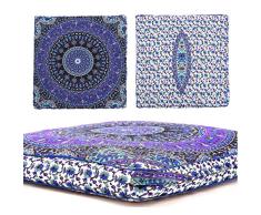 Drittes Auge Ländern – Indischen Mandala Boden Kissen quadratisch osmanischen Pouf Sofa Übergroße Kissenbezug Baumwolle Platz Ottoman Puffs Hund/Pets Bett