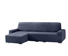 Eysa Aquiles elastisch Sofa Ã¼berwurf Chaise Longue kurzer arm Links, frontalsicht, Farbe 03-blau, Polyester-Baumwolle, 43 x 37 x 14 cm