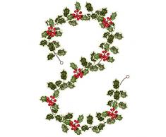 Woooow Weihnachtsgirlande mit roten Beeren und künstlichen Laubpflanzen, für den Innen- und Außenbereich