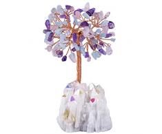 TUMBEELLUWA Tumebelluwa Heilender Quarz Geldbaum Trommelsteine Bonsai Home & Office Feng Shui Dekor für Glück und Reichtum 4.5in bunt