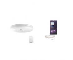 Philips Hue LED Deckenleuchte / Badezimmerleuchte Struana inkl. Dimmschalter, dimmbar, alle Weißschattierungen & Hue LightStrip+ Erweiterung für Basis Set, 1m, dimmbar, bis zu 16 Millionen Farben