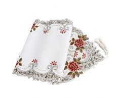 Bettery Home Esstischläufer, Tischwäsche, bestickte Rosenblumen, Cutwork, Kommode, Frühlingsdekoration, Rot, 40,6 x 177,8 cm 16 x 70 rot