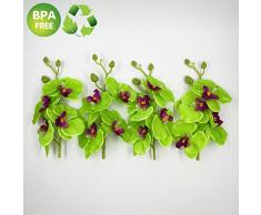 YYU DIY Künstliche Blumen Rosen 5 Strauß (Ein Strauß = 20 Stück) Handgefertigt Blume Schmetterling Blumenstrauß Hochzeit Home Dekoration DIY Kranz, Cymbidium Orchidee, Kunstpflanze Grün
