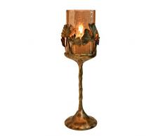 Decozen The Gingko Collection Aluminium Oval Platte in Gingko Leaf Design Antik Messing Finish Tischdekoration für Zuhause Restaurant Café Deko Servierplatte Large Antique Brass