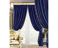 GrandLinen Schmusetuch aus Micromink Samt, Marineblau/Dunkelgrau Warme Bettwäsche mit Akzentkissen und Bettrock Samt Curtain Set Navy