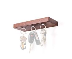 Well Made Rackless – Floating, Wand montiert Regal und Magnetschlüssel Rack, in 20,3 cm 25,4 cm & 30,5 cm Längen, massiv Walnuss Holz, braun, 8 Wide