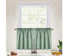 CAROMIO Küchen-Vorhang, gewebt, strukturiert, gewebt, für Café, Badezimmer, Fenster, Vorhänge und Größen Modern Tiers|24 L salbeigrün