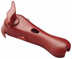 KUHN RIKON 22660 5-in-1 Auto Safety Dosenöffner rot Sicherheitsdosenöffner Deckelöffner kantenfrei, Kunststoff, 17.5 x 9 x 7 cm