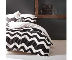 EnLora Home Bettwäsche-Set für Doppelbett, Schwarz, Weiß, 200 x 200 cm, 3 Stück