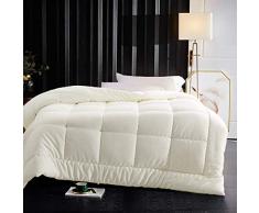 Abakan Daunen Alternative Schmusetuch Queen Size, 100% Baumwolle, weich, flauschig, freistehend, leicht, hypoallergen, Hotelqualität, gesteppt mit 4 Ecken, 228 x 228 cm, Weiß Twin elfenbeinfarben