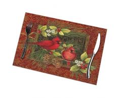 Delerain Platzdeckchen für Esstisch, Snackgetränke, Wärmeisolation, schmutzabweisend, rutschfest, waschbar, 30,5 x 45,7 cm One Size Kardinäle