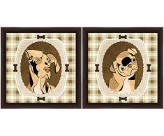 PTM Bilder 6–5230 A Plaid Hunde Luxus Rahmen, 14 x 35,6 cm, Espresso, Set von 2