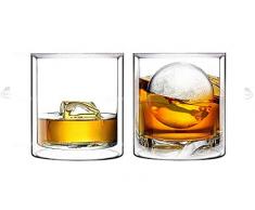 Suns Tea Schnapsglas, robust, doppelwandig, Manhattan-Stil, klassisches Design, 2 Stück