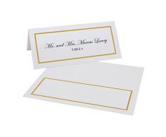 Dokumente und Designs Single Line Bordüre Easy Print Tischkarte, Pearl Weiß Gold