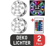 ANSMANN LED Deko Lampe mit Fernbedienung - Dekoleuchte IP68 wasserdicht mit RGB Farbwechsel 12 Farben ideal für Terrasse, Garten, Tisch, Party Deko | Ø 7cm (2er Set)