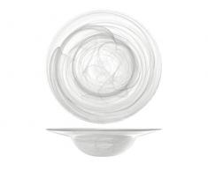 H&H 833090 Albastro Set 4 Teller Pasta, Glas, Weiß, 29 cm