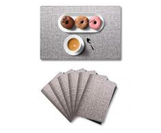 Alpiriral Platzmatten 6er Set hitzebeständig Tischsets leicht abwaschbar Schrubben Vinyl Tischmatten abwaschbar Tischmatten schützen einen Tisch vor Verschmutzungen in Hellviolett (Imitation Linen Design)