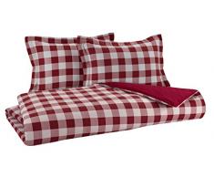 Flanell Wendebettwäsche 100% Baumwolle gebürstet auf beiden Seiten 1 Bettbezug 218,4 x 218,4 cm 2 kissenrollen 50,8 x 50,8 cm, Buffalo Check Red, Full/Queen