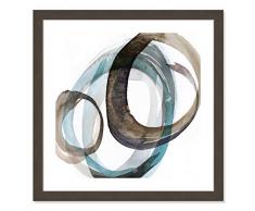 Casa Fine Arts Kunstdruck Overture II, Abstrakter Aquarellbild, 66 x 66 cm, gebürsteter Rahmen aus Rotguss