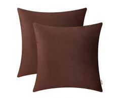 BRAWARM Kissenbezüge für Couch/Bett, Sofa, aus weichem Fleece, Mikrofaser, kurz, Samt, 2 Stück Modern 18 X18 Inches - 2 Pcs Coffee
