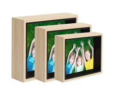 Bilderrahmen-Set mit 3 Fotos à 10 x 15 cm, 5 x 7 cm, 6 x 8 Fotos – Tisch und Wandhalterung aus Holz Modern 3 Sizes(4x6,5x7,6x8) natur