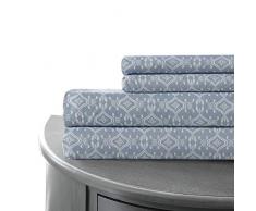 Venice Interlock Bettwäsche-Set für Doppelbett, Blau / Weiß, 3-teilig