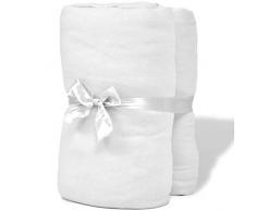 vidaXL 130561 2X Spannbettlaken 180x200-200x220cm Baumwolle Spannbetttuch Bettlaken, Gewebe, Weiß, 180 x 200-200 x 220 cm