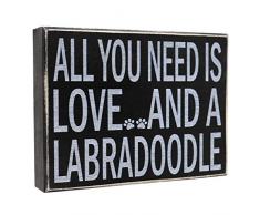 JennyGems Schild aus Holz Tisch All You Need is Love and a Labradoodle