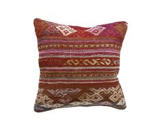 Einzigartige handgefertigt Bezug Kelim Kopfkissen mehrere Designs 100% gewebte Türkei Authentic Boho Home Deco Kissen Colorful Fall versteckter Reißverschluss 16 × 40,6 cm/40 × 40 cm, Mar, 16x16 inches / 40×40 cm aprox