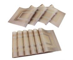 Pigchcy Platzsets, waschbar, Vinyl, gewebt, elegant, Tischsets für Esstisch, 4 Stück, 45,7 x 30,5 cm, Marineblau 6pcs Placemats+1pcs Table Runner Pt-d: Champagne