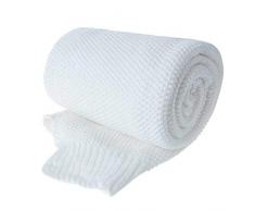 PENCK Überwurf, 100% Baumwolle, leicht, Überwurf für Sofa, Stuhl, Couch, Picknick, Camping, Strand, Zopfmuster, weich, gemütlich, maschinenwaschbar weiß