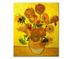 Wieco Art HD Prints Vase mit Fünfzehn Sonnenblumen von Van Gogh Öl auf Leinwand für Wand-Decor Modernes Gemälde Reproduktion Leinwand für Home & Office Dekoration Art Deco 24x20inch (60x50cm) Gelb