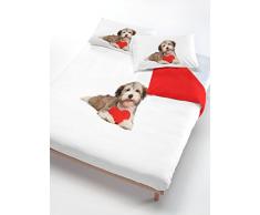Italian Bed Linen Bettwäsche Hund rot/weiß 200 x 200 cm rot/weiß