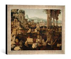 Gerahmtes Bild von Herman Posthumus Landschaft mit antiken Ruinen, Kunstdruck im hochwertigen handgefertigten Bilder-Rahmen, 40x30 cm, Silber Raya