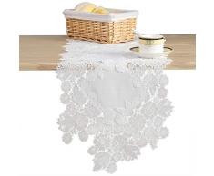 LUCKYHOUSEHOME Luckyhouse Tischläufer mit weißer Spitze und Blumenstickerei, europäischer Kommode, Schal, Kamin, Hochzeit, Party 13 x 47 inch weiß