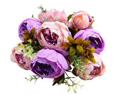 Jastore Vintage Künstliche Pfingstrose Seidenblumen Bouquet Home Party Hochzeit Dekoration One Size Violett (New Purple)