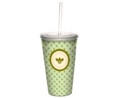 Tree-Free Greetings 80486 Contemporary Just Bee Artful Traveler Doppelwandiger Acrylbecher mit wiederverwendbarem Strohhalm, 473 ml