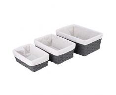 HOSROOME Handgefertigte Aufbewahrungskorb-Set Regalkörbe gewebt dekorative Aufbewahrungskörbe für Zuhause dunkelgrau