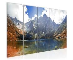 Bilder Berge Landschaft Wandbild 200 x 80 cm Vlies - Leinwand Bild XXL Format Wandbilder Wohnzimmer Wohnung Deko Kunstdrucke Blau 5 Teilig - MADE IN GERMANY - Fertig zum Aufhängen 024655b