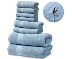 Semaxe Luxus-Badetuch-Set, Hotel- und Wellness-Qualität, 2 große Badetücher, 2 Handtücher, 4 Waschlappen, Premium-Kollektion 8 Towel Set Ice Lake Blue