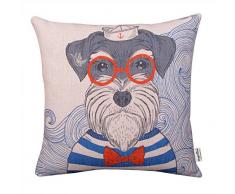 kingla Home® Baumwolle Leinen Dekorative Quadratisch Überwurf Kissenbezüge Cute Sailor Dog Cartoon Kopfkissen 45,7 x 45,7 cm