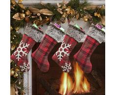 Weihnachtsstrumpf, Weihnachtsstrümpfe, Klassische große Weihnachtsstrümpfe, Dekoration für Familie, Urlaub, Jahreszeit, 4 Stück Snowflake