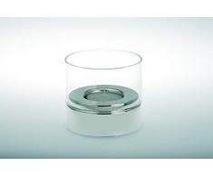 silberkanne Teelichthalter klares Glas H 7,0cm D 8,0cm versilbert