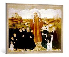 Gerahmtes Bild von Lucas Cranach der Jüngere Der Gute Hirte, Kunstdruck im hochwertigen handgefertigten Bilder-Rahmen, 80x60 cm, Silber Raya