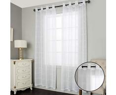 Roy Lei Vorhänge aus Leinen, durchsichtig, halbtransparent, Ösenvorhänge für Wohnzimmer, Esszimmer, 2 Stück 52W*108L weiß