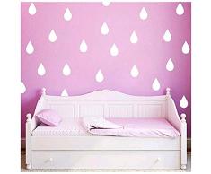 HACASO 60 Stück 5,3 x 3,8 cm Wassertropfen-Wandaufkleber für Kinderzimmer, Heimdeko, Vinyl, Wandbild für Babyzimmer weiß